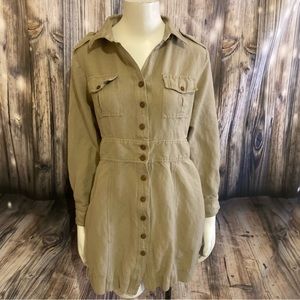 Soft Surroundings Khaki Button Down Mini Dress